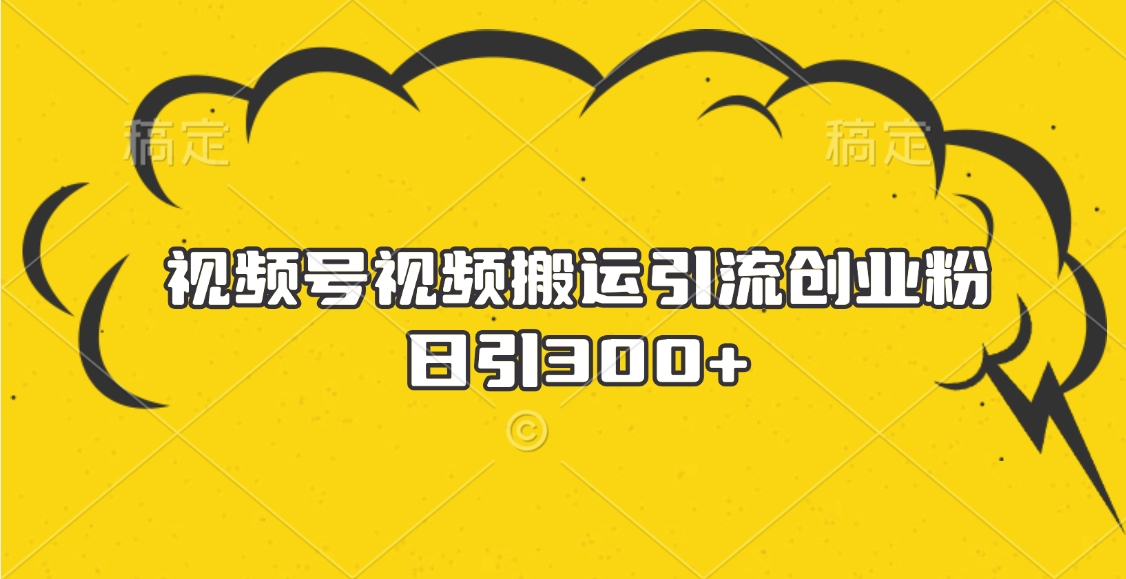 视频号视频搬运引流创业粉，日引300+聚合网创-网创项目资源站-副业项目-创业项目-搞钱项目聚合网创