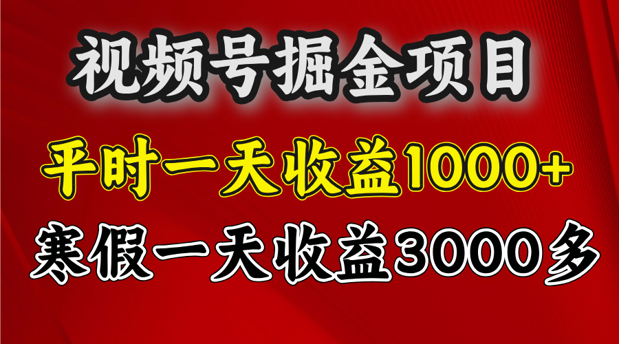 视频号掘金项目，寒假一天收益3000多聚合网创-网创项目资源站-副业项目-创业项目-搞钱项目聚合网创